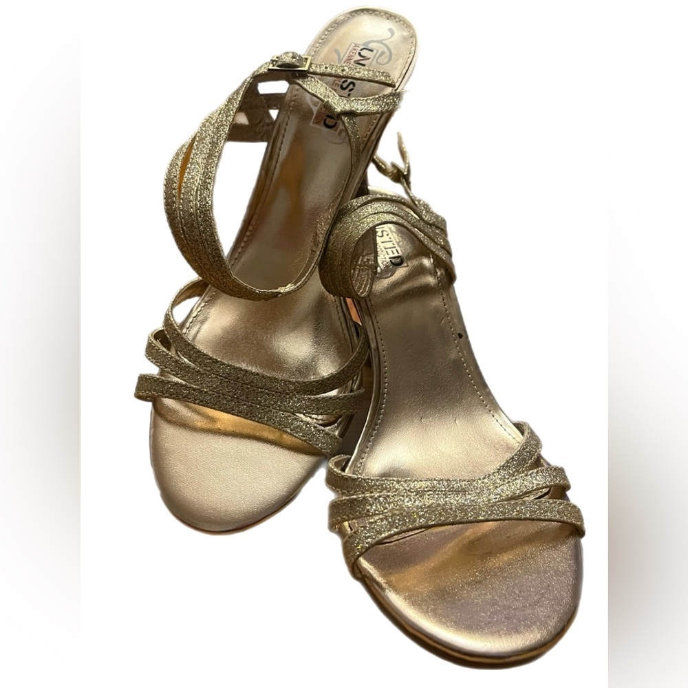 Unlisted by Kenneth Cole Gold Sparkle Strappy Heels size 10